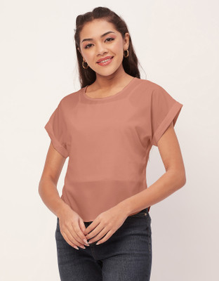 moomaya Casual Solid Women Orange Top