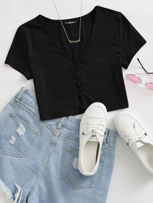 Trendystar Casual Self Design Women Black Top