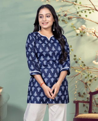 KALAVRITTA Casual Printed Women Dark Blue Top