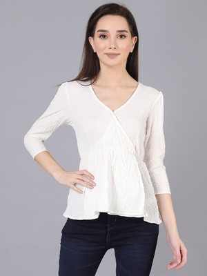 CORSICA Casual Self Design Women White Top