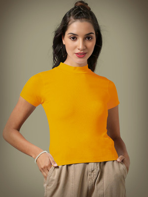 Dream Beauty Fashion Casual Solid Women Yellow Top
