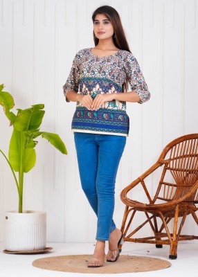 SHIVSHAKTI Casual Printed Women Blue Top