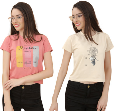 V festa Casual Printed Women Red, Beige Top