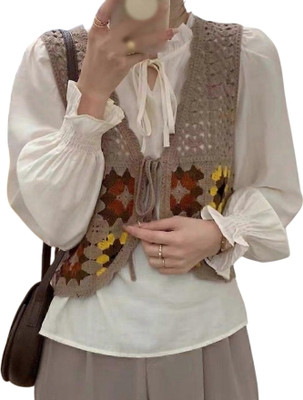 Laxmi Empire Casual Self Design Women Brown Top
