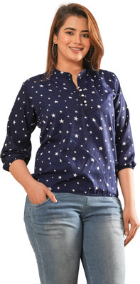 himanc Party Printed Women Blue Top