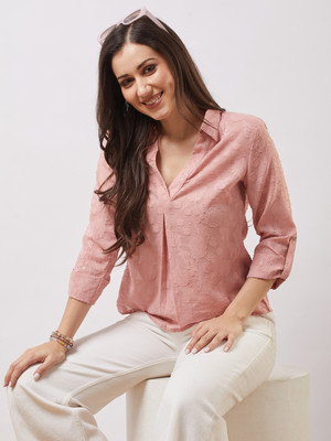 Globus Casual Self Design Women Pink Top