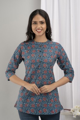 NAVKRITI JAIPUR Beach Wear Printed Women Blue Top