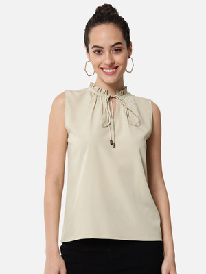 OTIRA Casual Solid Women Beige Top