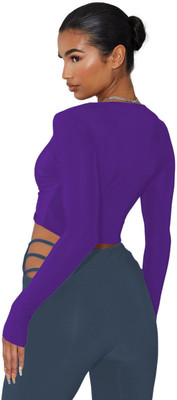 THE BLAZZE Casual Solid Women Purple Top