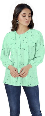 kapi enterprise Casual Polka Print Women Green Top