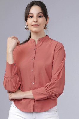 Mirana Casual Solid Women Pink Top