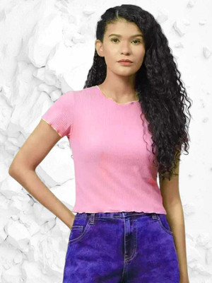 SHAHVEER CREATON Casual Solid Women Pink Top