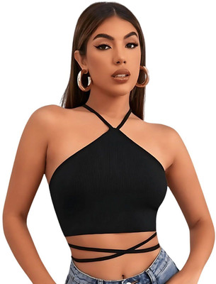 Miava Joylina Party Solid Women Black Top