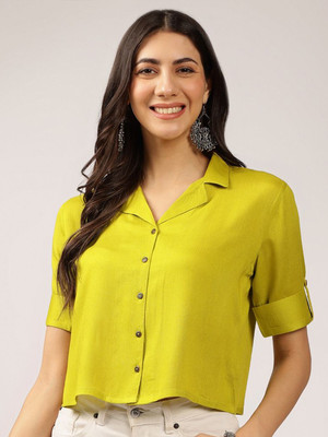 ANOUK Casual Solid Women Yellow Top
