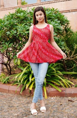 diwakar creation Casual Printed Women Red Top