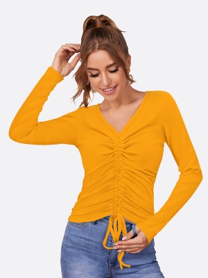 london belly Casual Full Sleeve Solid Women Yellow Top