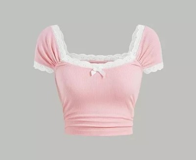 Pinako Fashion Casual Solid Women Pink Top