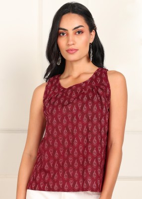 Label ceres Casual Printed Women Maroon Top