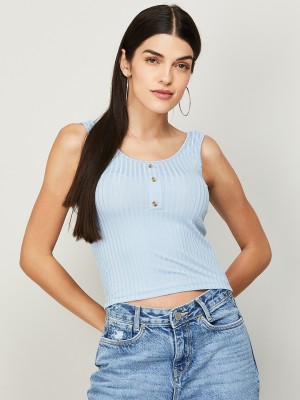 Ginger by Lifestyle Casual Striped Women Blue Top