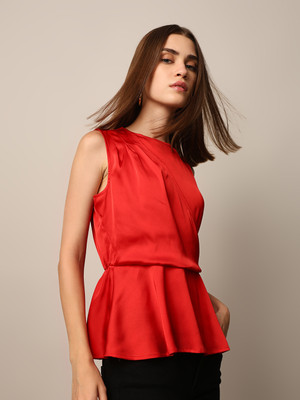 ONLY Casual Solid Women Red Top