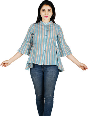 Goodpoint Casual Striped Women Blue Top