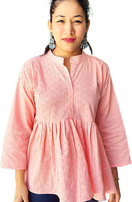 MRIDA Casual Solid Women Pink Top