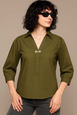 SHEHZADI ONLINE Casual Solid Women Blue Top