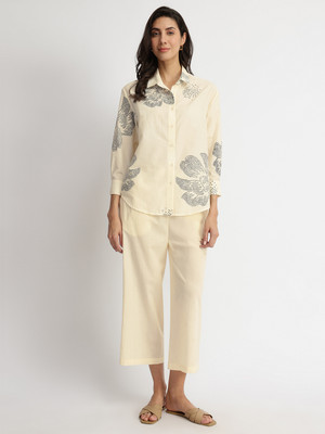 Pink Fort Casual Printed Women White Top