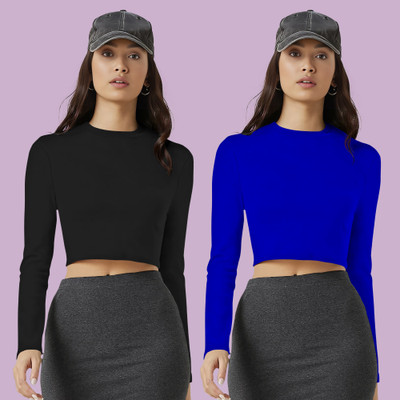 NAVYANKAA Casual Solid Women Blue Top