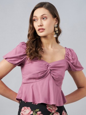 RARE Casual Solid Women Pink Top