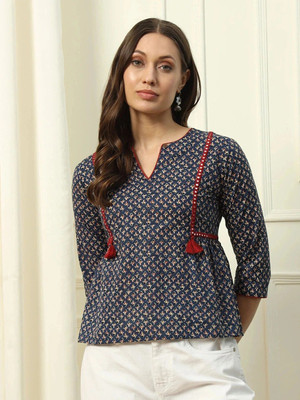 FIORRA Party Printed Women Blue Top