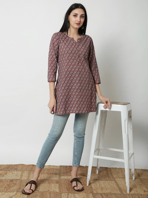 Janakdulari Creation Casual Printed Women Brown Top