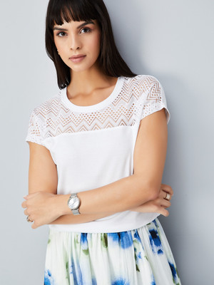 MAX Casual Printed Women White Top