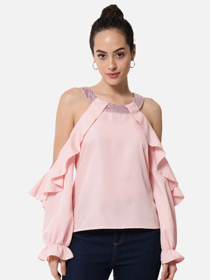 OTIRA Casual Solid Women Pink Top