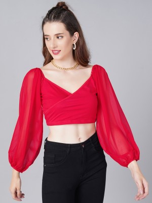 Cation Casual Solid Women Red Top