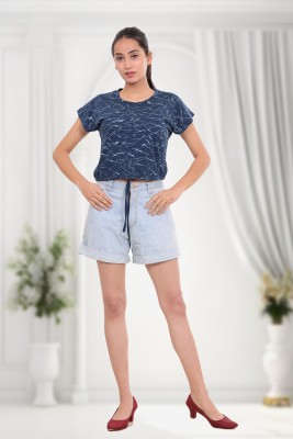 JUST LOVE Casual Printed Women Blue Top