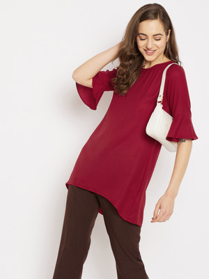 Imfashini Casual Solid Women Maroon Top