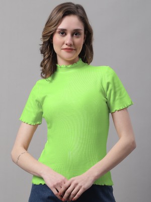 FBAR Casual Self Design Women Light Green Top