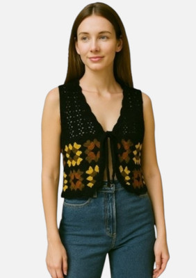 Epicedesigns Casual Self Design Women Black Top