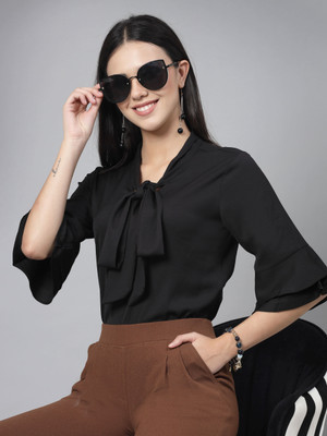 Style Quotient Casual Solid Women Black Top