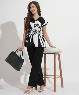 FashFun Formal 3/4 Sleeve Printed Women White Top