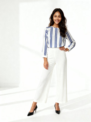 Powerpink Wx Formal Striped Women White, Blue Top