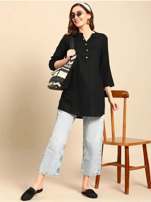 Radhe Radhe Creations Casual Solid Women Black Top