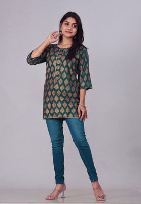 KHUNTETA'S Casual Printed Women Green Top