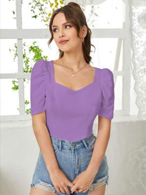 Dream Beauty Fashion Casual Solid Women Purple Top