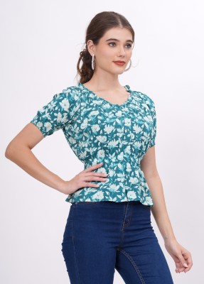 DORUS ONE Casual Printed Women Green, White Top