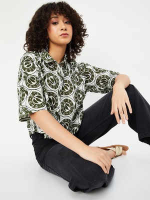 MAX Casual Printed Women Beige Top