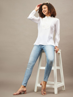 CORSICA Casual Self Design Women White Top