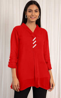 Ccf Casual Solid Women Red Top