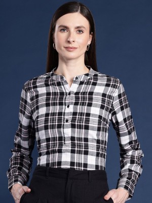 Hancock Formal Checkered Women Black, Pink Top